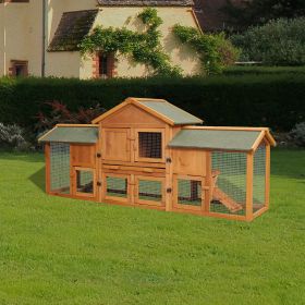 79.5" Extra Large Bunny Cage with 2 Runs House Small Animal Habitats for Guinea Pigs Hamster Removable Tray Two Tier Waterproof Roof Pet Supplies