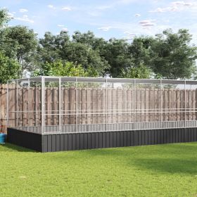 Aviary with Extension Silver 285.4"x120.9"x83.5" Steel