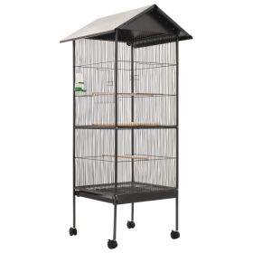 Bird Cage with Roof Gray 26"x26"x61" Steel
