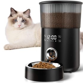 Automatic Cat Feeders for Indoor Cats with Timer. 4L Capacity Black Automatic Cat Feeder with Timer, Voice Recorder. Automatic Dog Feeder with Timer.