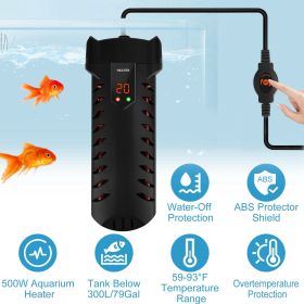 500W Submersible Aquarium Heater Temperature Adjustable External Controller 79Gal Fish Tank Heater Aquarium Thermostat Heater For Freshwater Salt