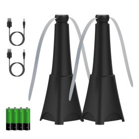 2 Pack Portable Reflective Repellent Fan Rechargeable Battery Powered Table Food Fan with Pattern Soft-Stop Blade Hanging Hook Indoor Outdoor Tab