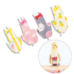 2pcs Parrot Diaper with Bowtie Cute Colorful Fruit Floral Cockatiel Pigeons Small Medium Large Pet Birds Flight Suit Clothes Washable (Color: Pineapple pattern, size: S)